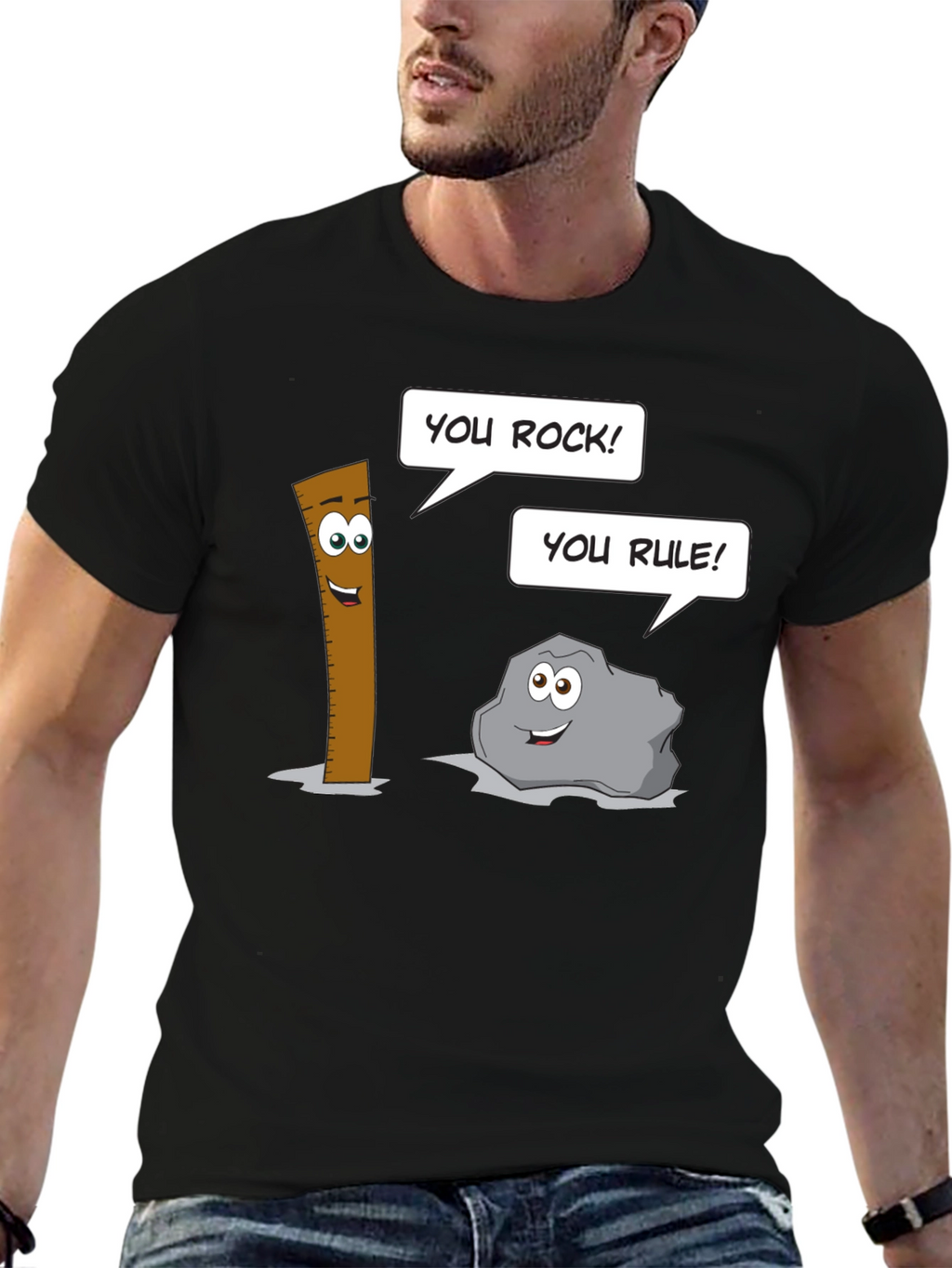 Humorous Cartoon Puns Rock Rule T-Shirt