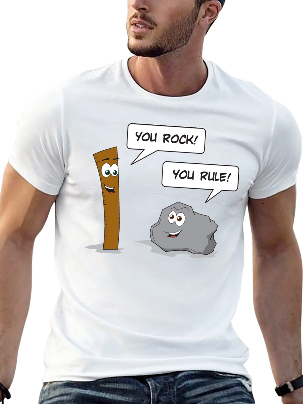 Humorous Cartoon Puns Rock Rule T-Shirt