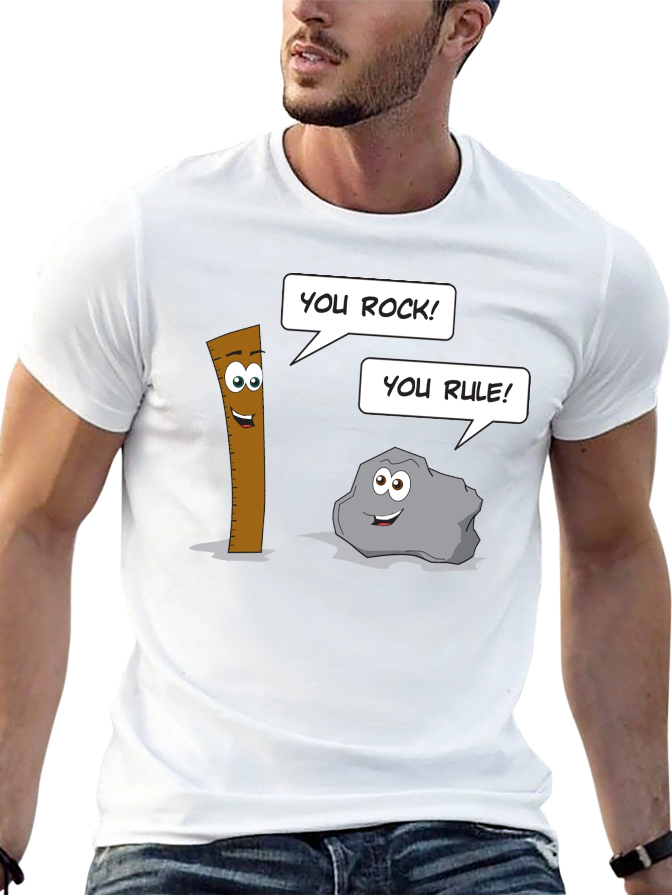 Humorous Cartoon Puns Rock Rule T-Shirt