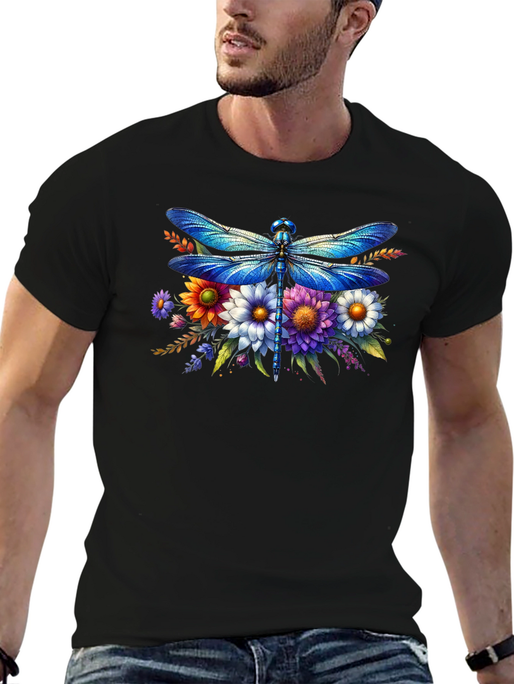 Dragonfly Floral Graphic Tee - Stylish Comfort
