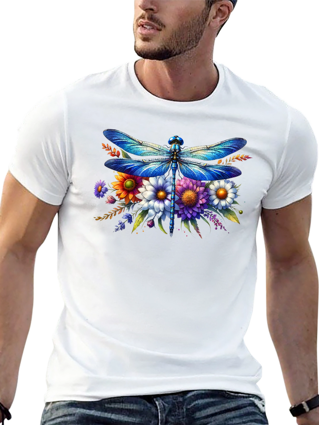 Dragonfly Floral Graphic Tee - Stylish Comfort