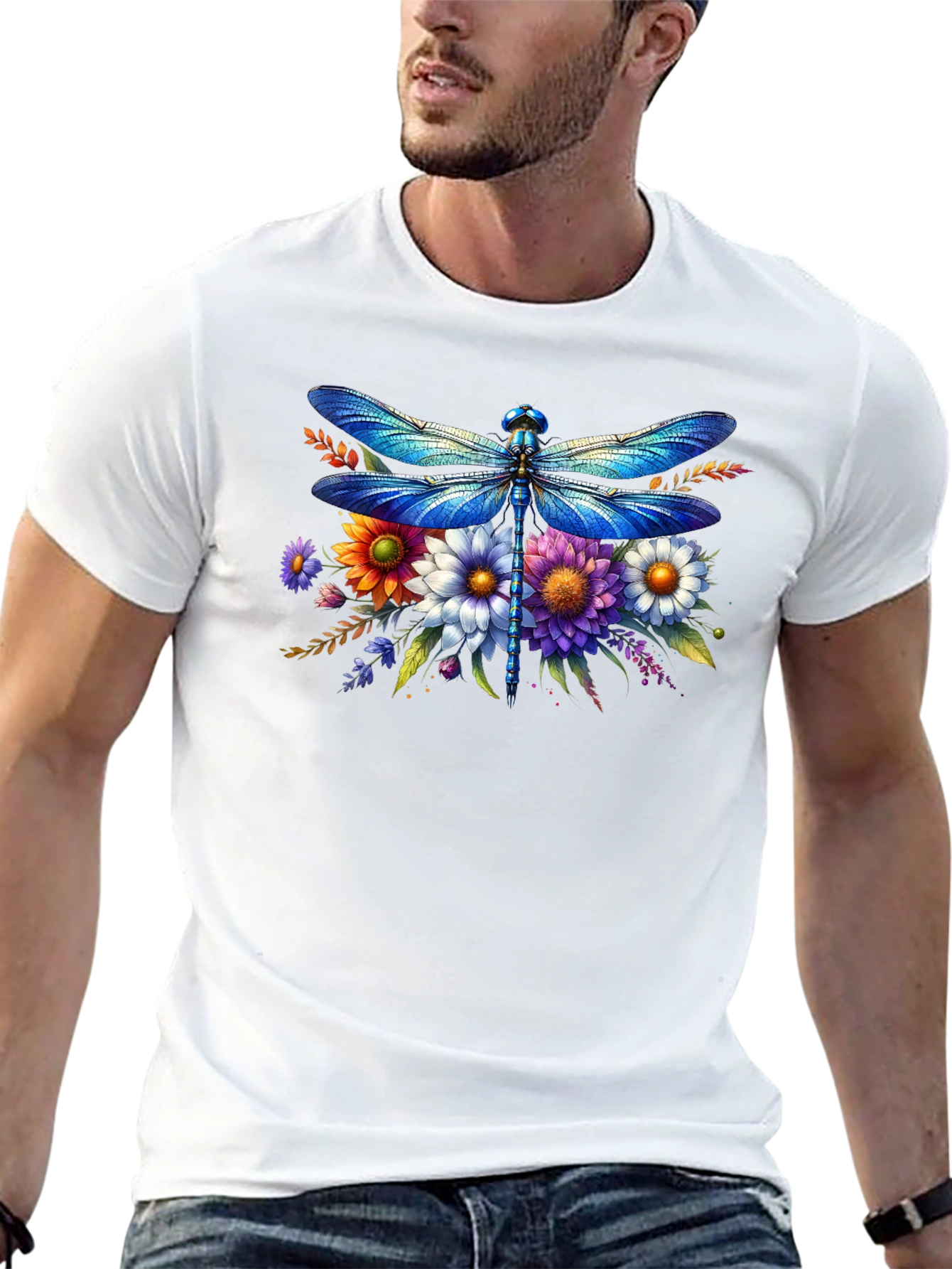 Dragonfly Floral Graphic Tee - Stylish Comfort