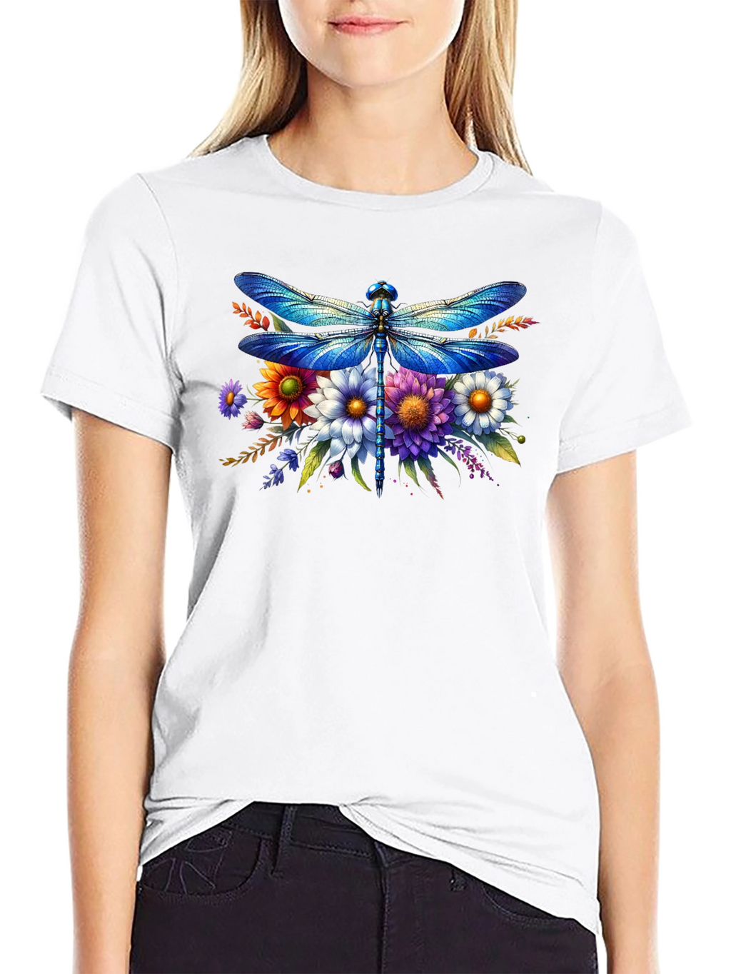 Dragonfly Floral Graphic Tee - Stylish Comfort