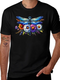 Dragonfly Floral Graphic Tee - Stylish Comfort