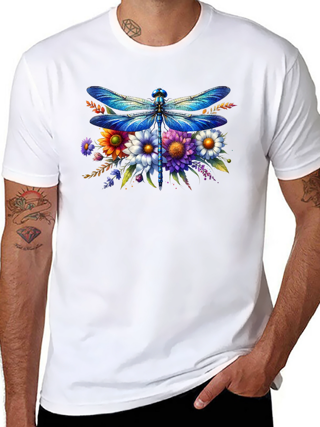 Dragonfly Floral Graphic Tee - Stylish Comfort
