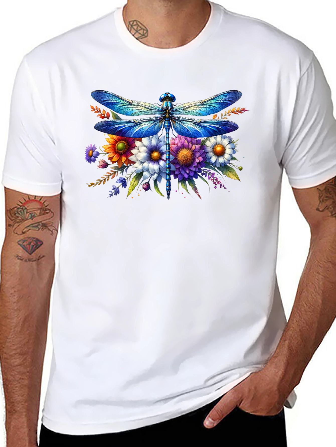 Dragonfly Floral Graphic Tee - Stylish Comfort