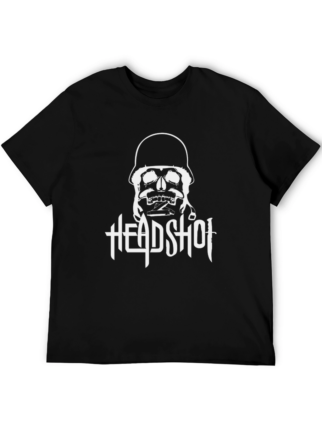 Headshot Skull Graphic Tee - Black Cotton T-Shirt