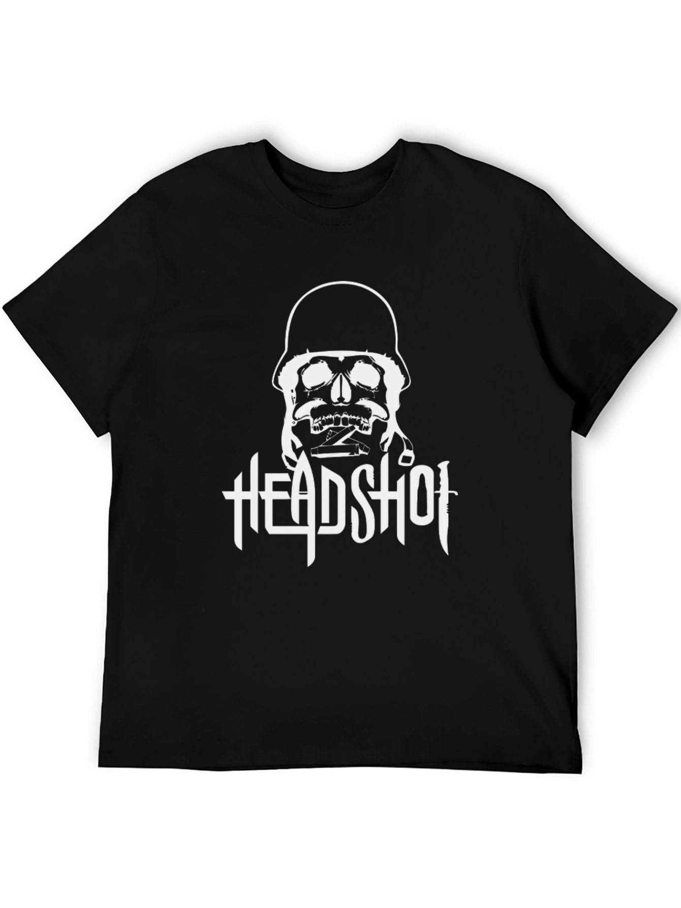 Headshot Skull Graphic Tee - Black Cotton T-Shirt