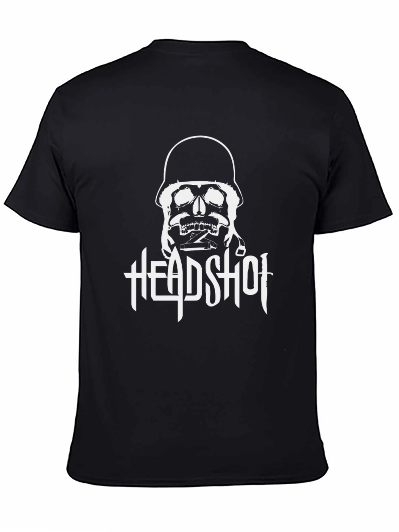 Headshot Skull Graphic Tee - Black Cotton T-Shirt