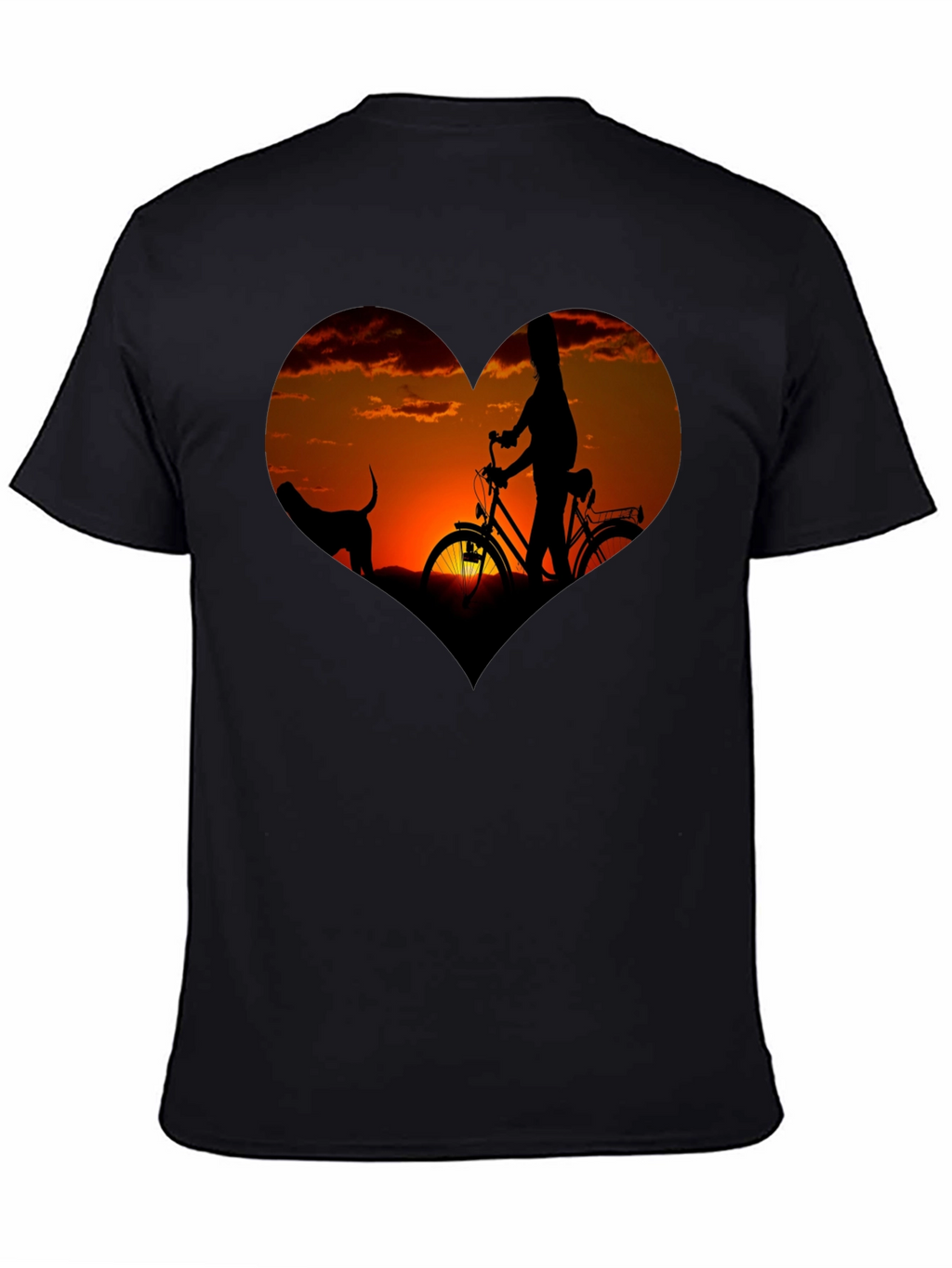Sunset Heart Graphic T-Shirt - Biking & Dog