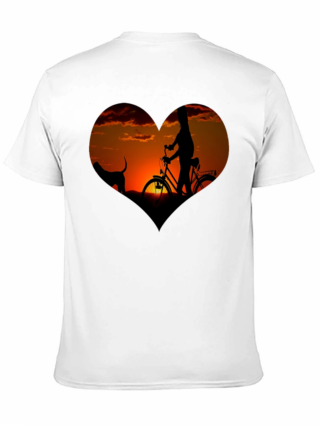 Sunset Heart Graphic T-Shirt - Biking & Dog