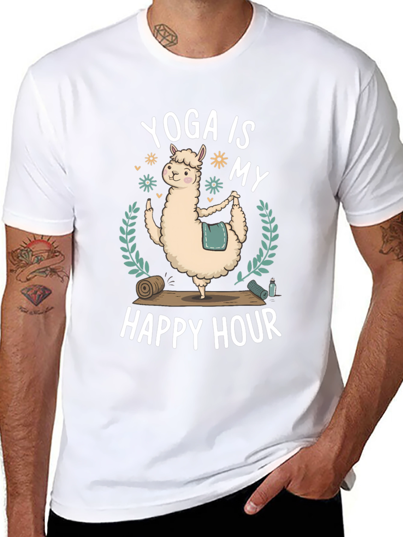 Yoga Llama Graphic T-Shirt - Happy Hour Tee