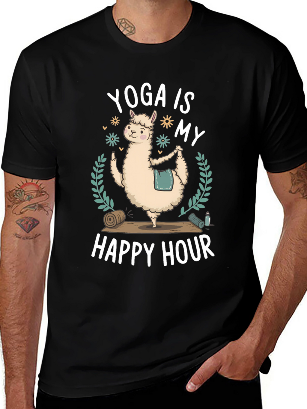 Yoga Llama Graphic T-Shirt - Happy Hour Tee