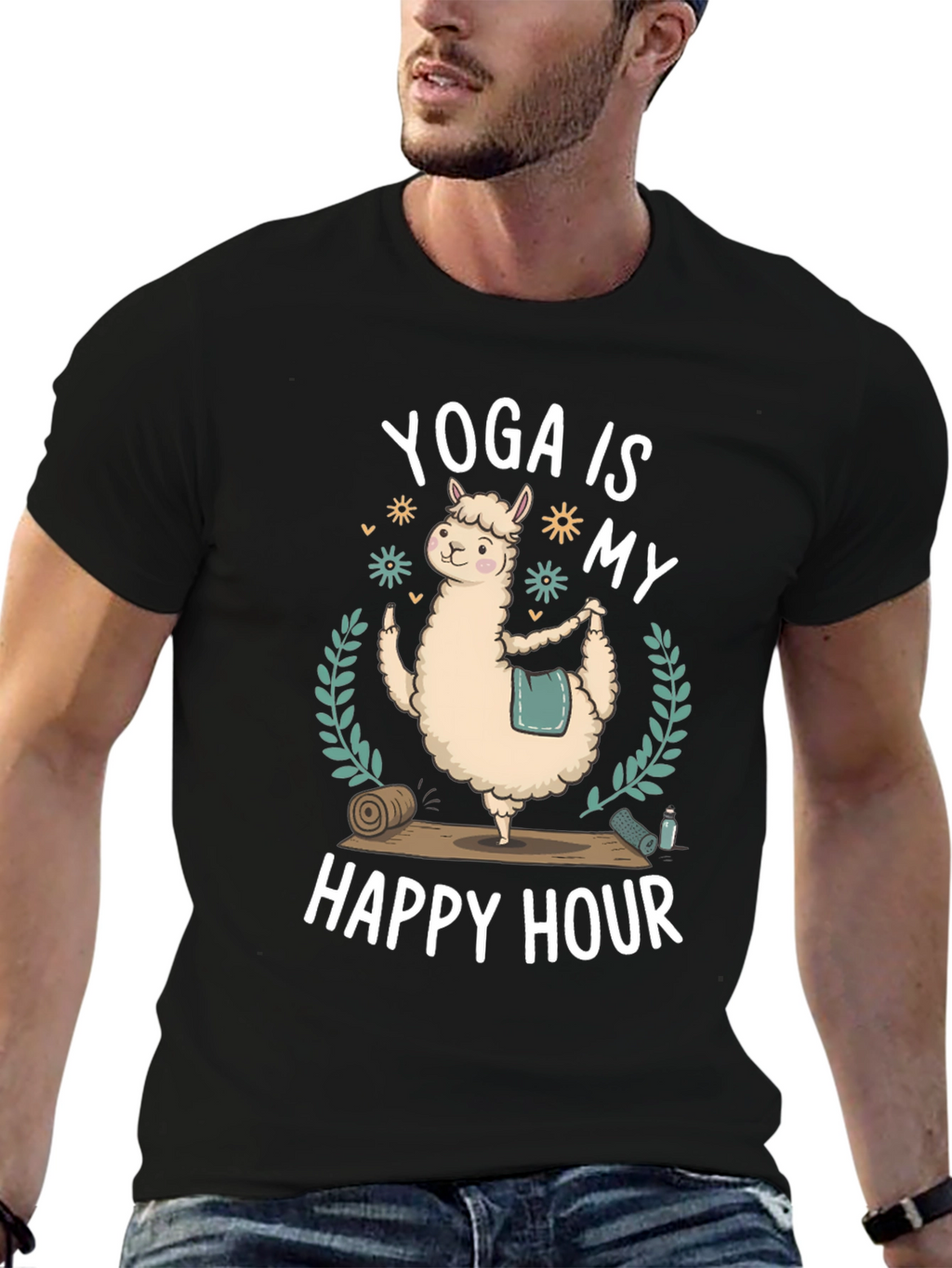 Yoga Llama Graphic T-Shirt - Happy Hour Tee
