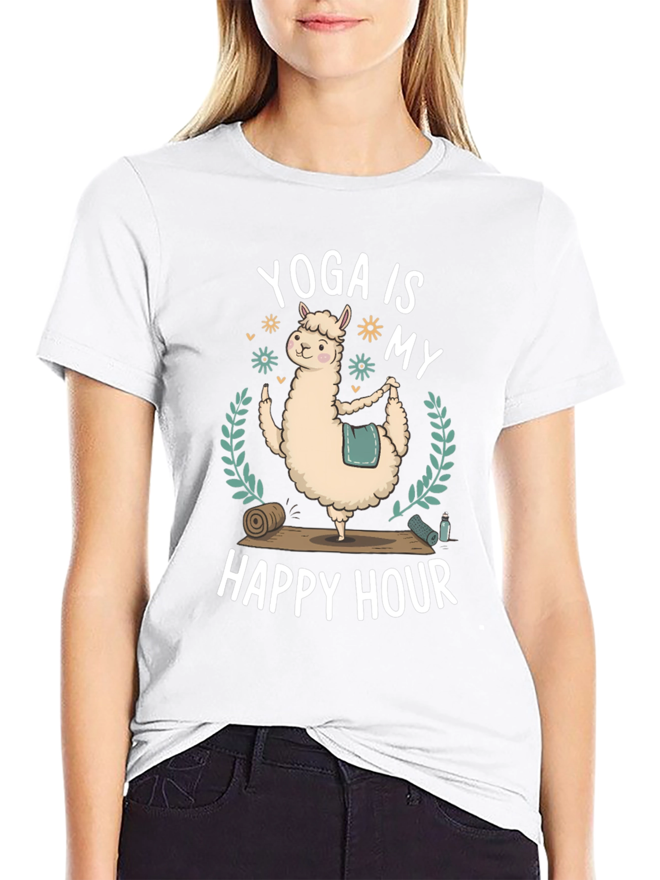 Yoga Llama Graphic T-Shirt - Happy Hour Tee
