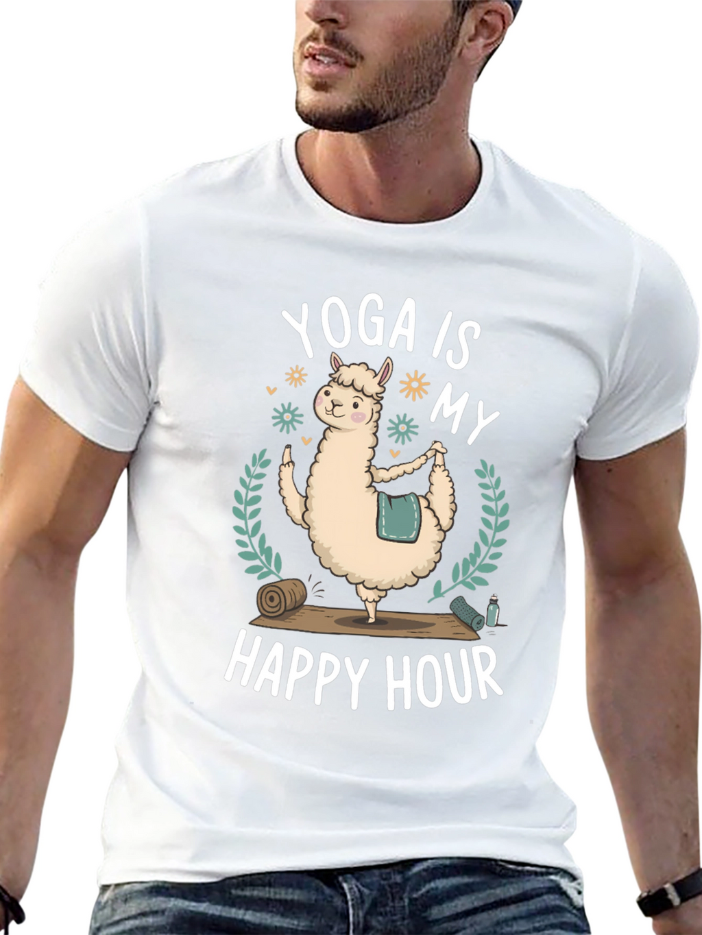 Yoga Llama Graphic T-Shirt - Happy Hour Tee