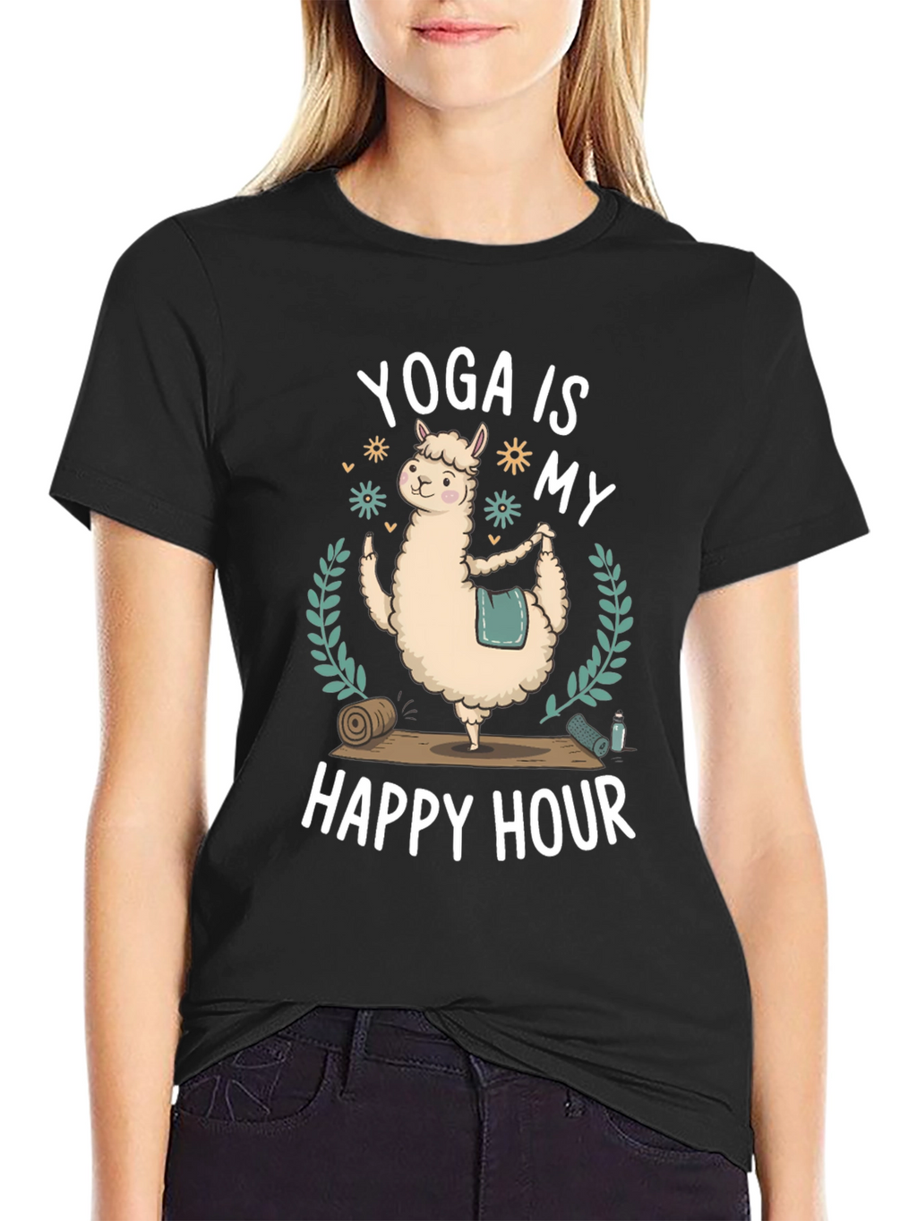 Yoga Llama Graphic T-Shirt - Happy Hour Tee