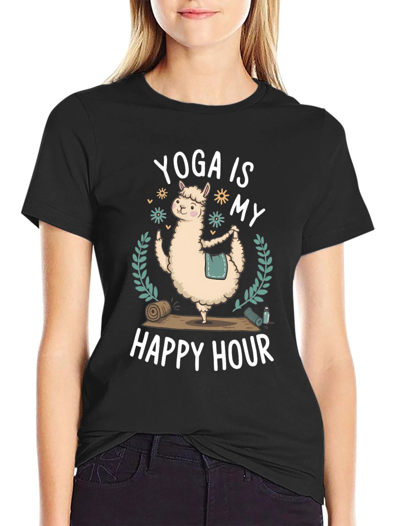 Yoga Llama Graphic T-Shirt - Happy Hour Tee