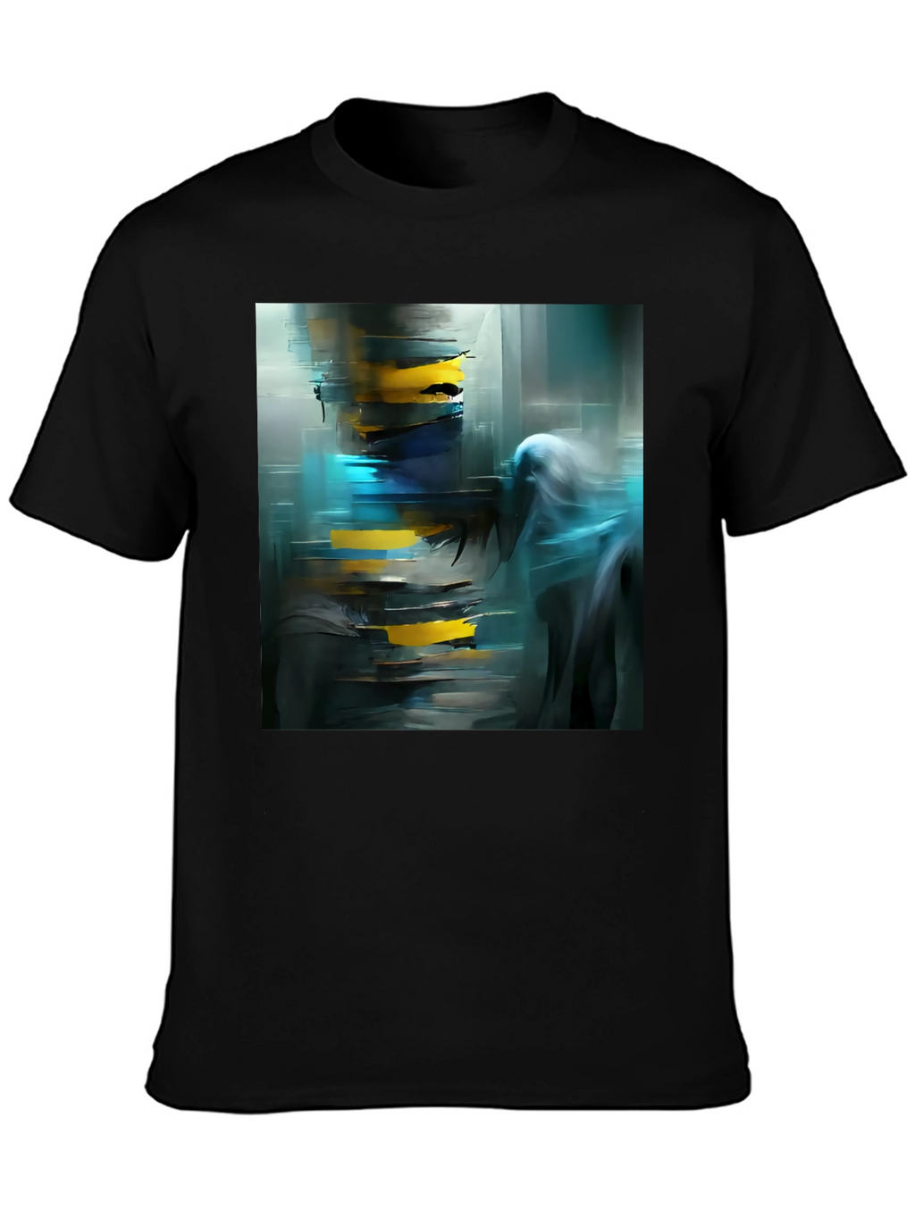 Abstract Art Print Black Crew Neck Tee