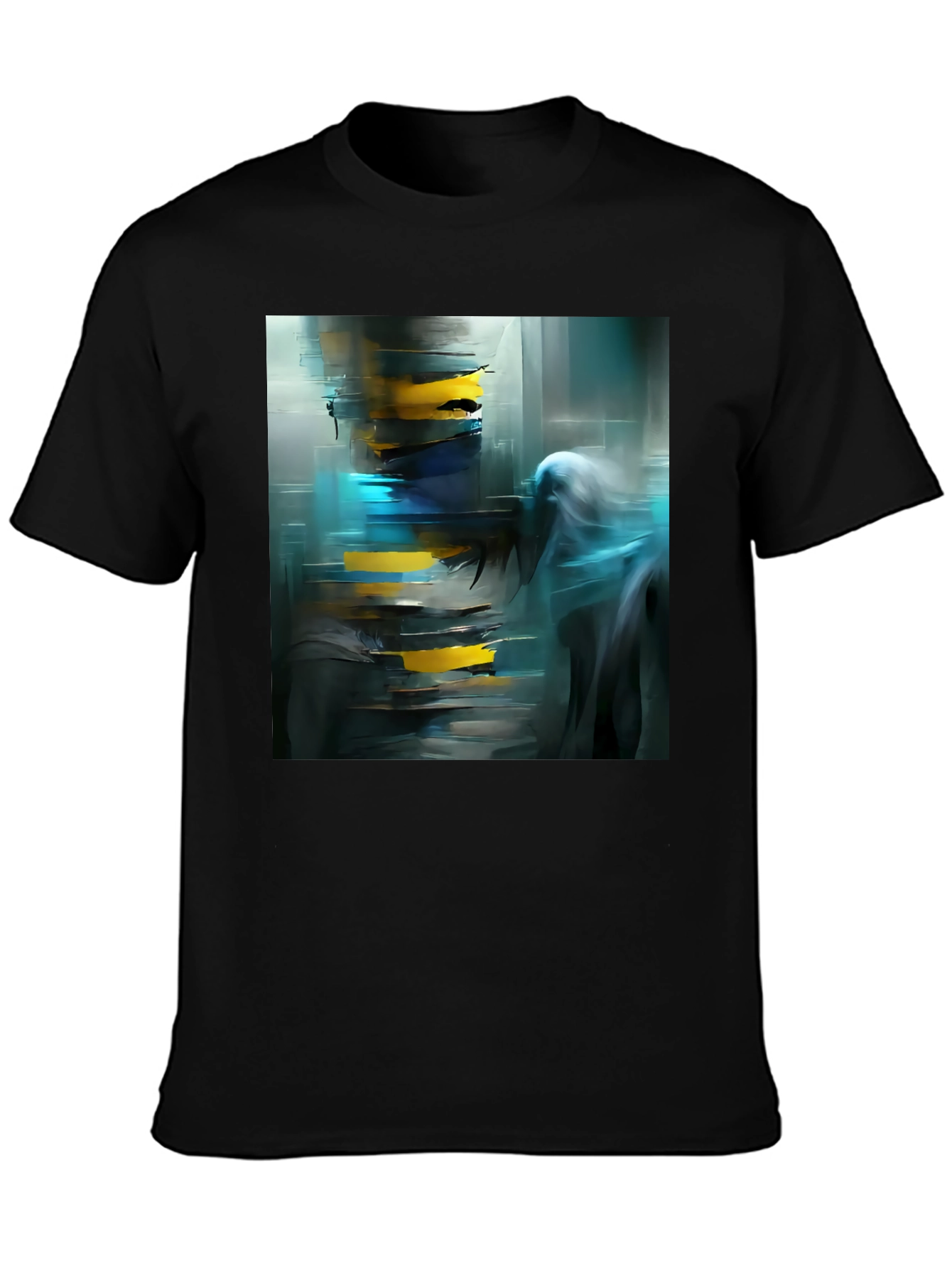 Abstract Art Print Black Crew Neck Tee