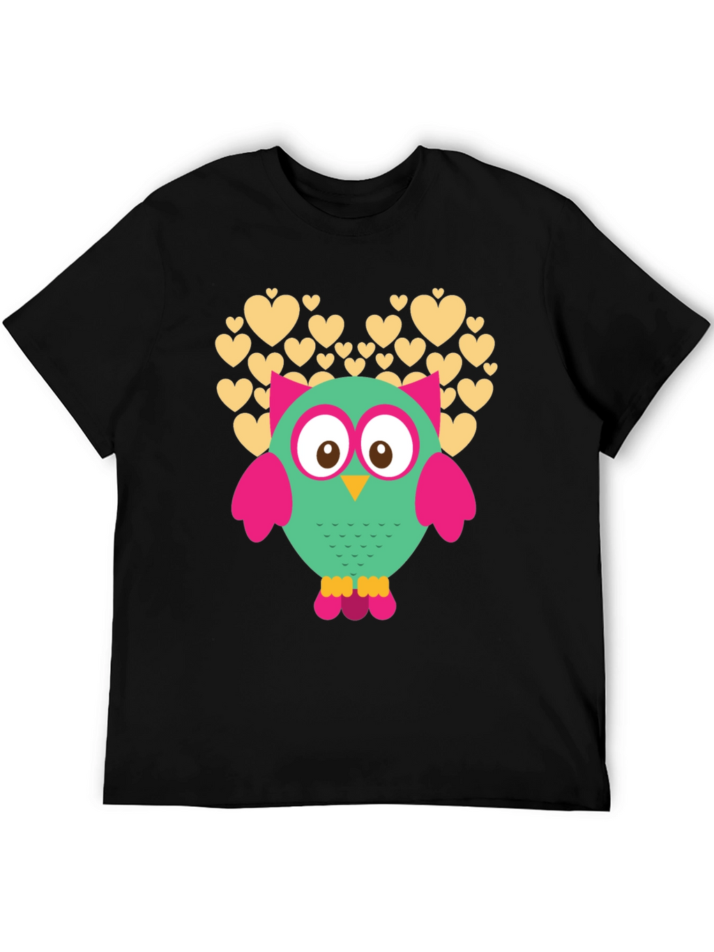 Owl Heart Graphic Black T-Shirt