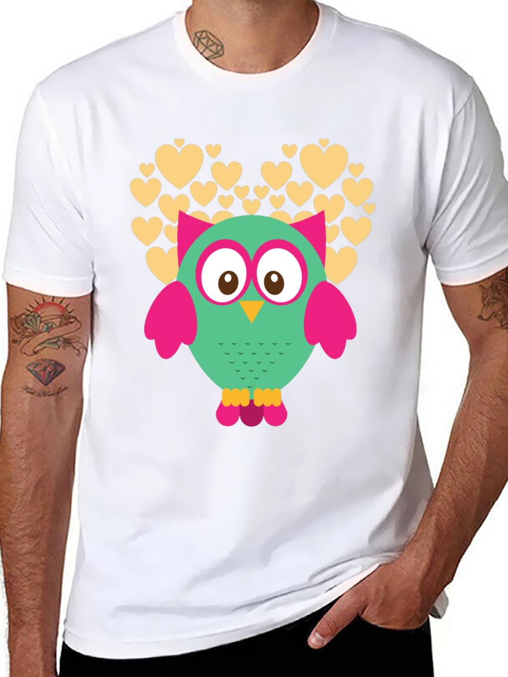 Owl Heart Graphic Black T-Shirt