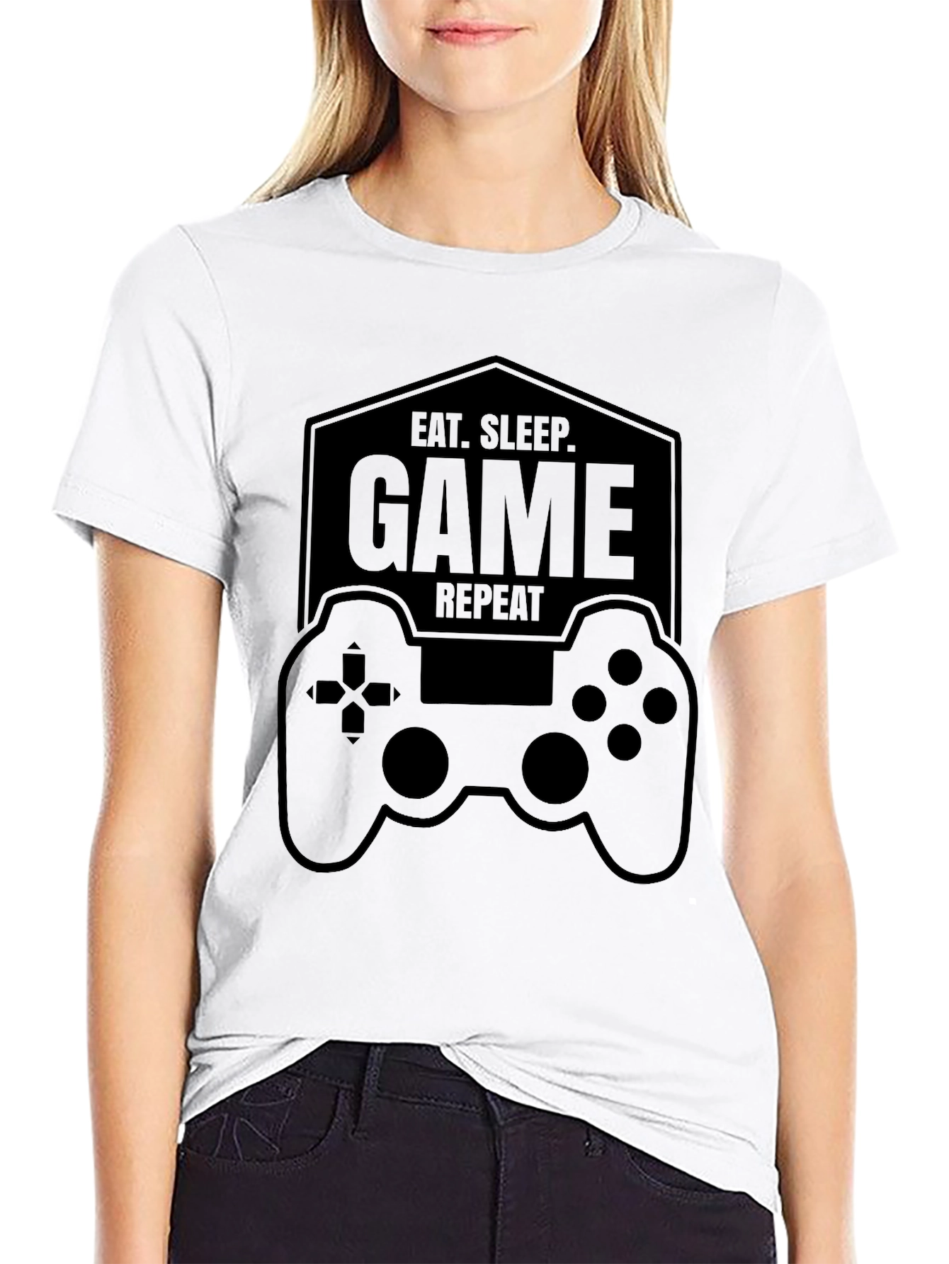 Eat Sleep Game Repeat Black T-Shirt