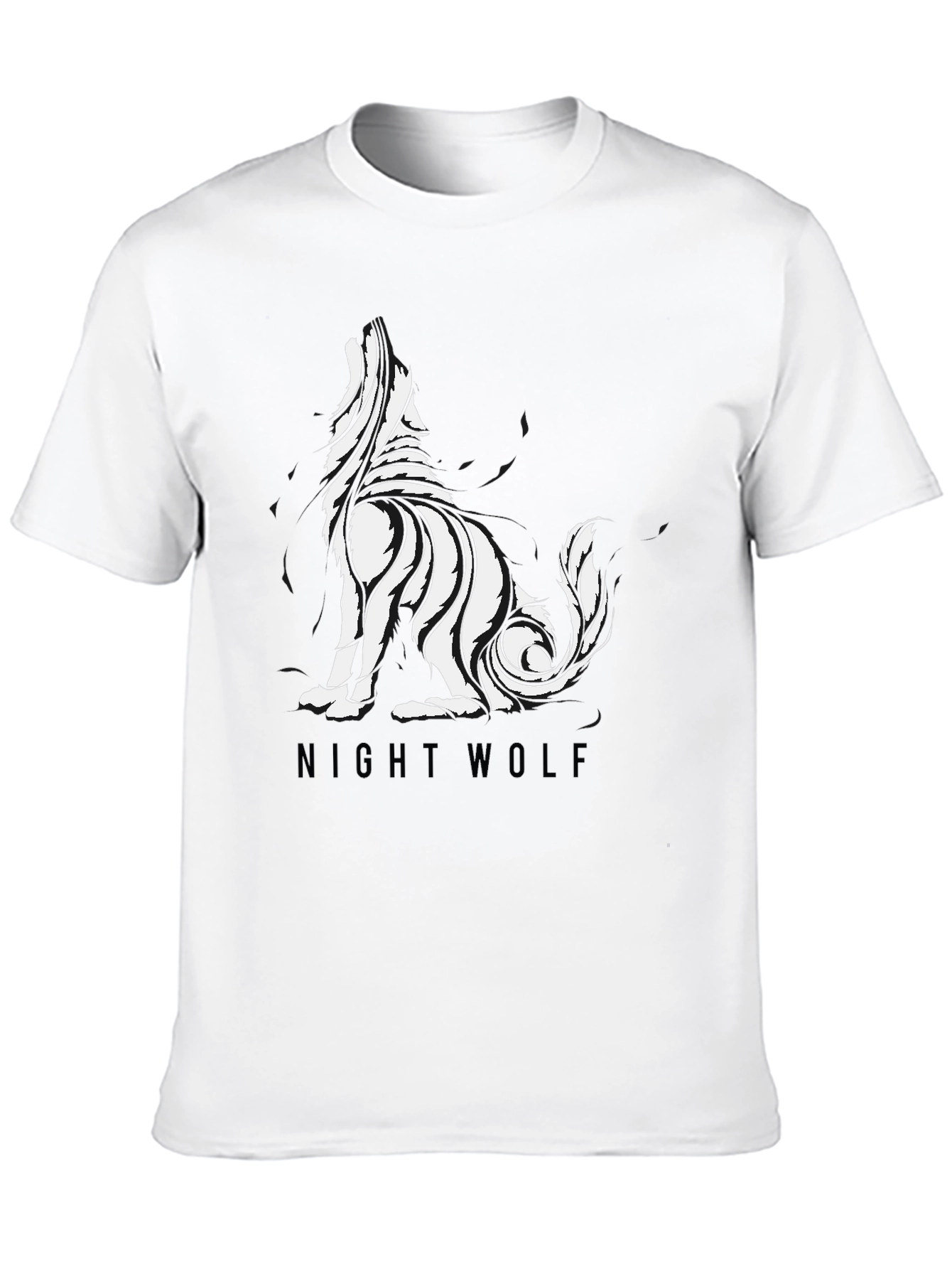 Mens Black Night Wolf Graphic Tee