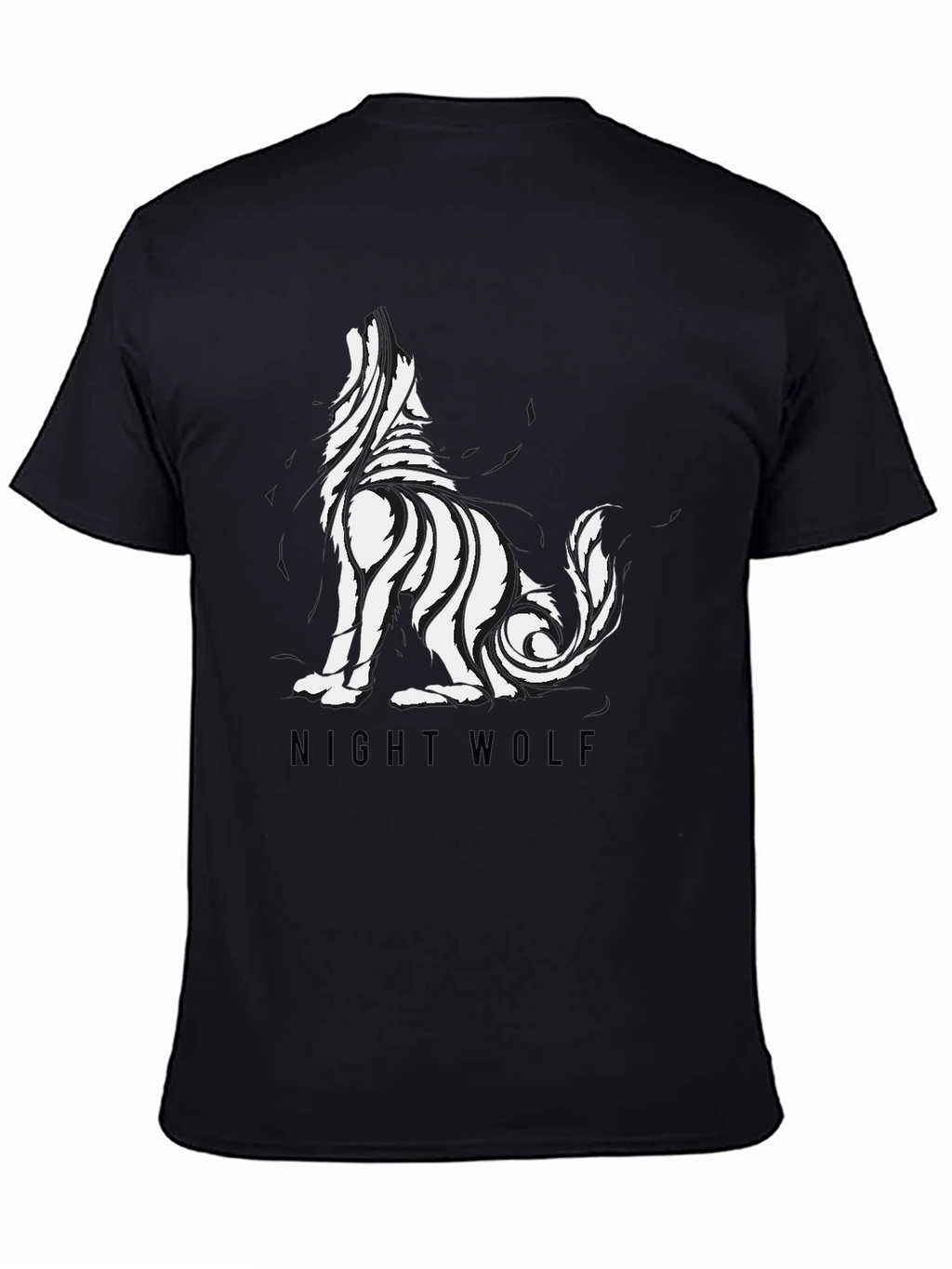 Mens Black Night Wolf Graphic Tee