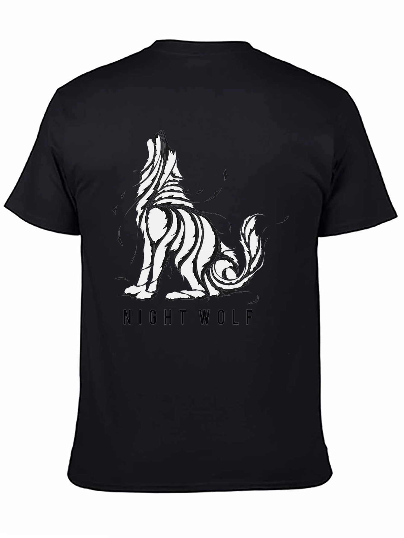 Mens Black Night Wolf Graphic Tee