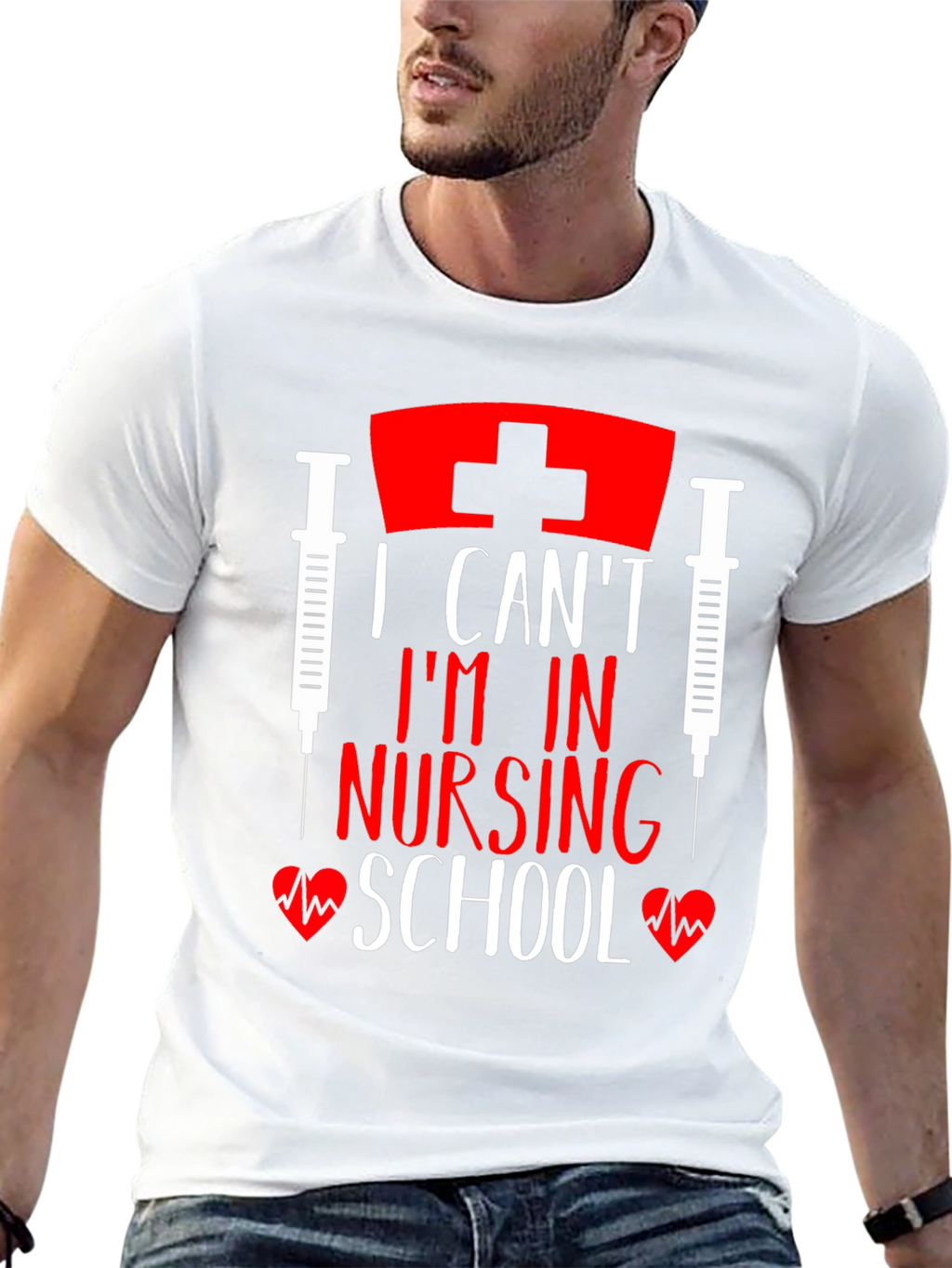 I Cant Im In Nursing School Black T-Shirt