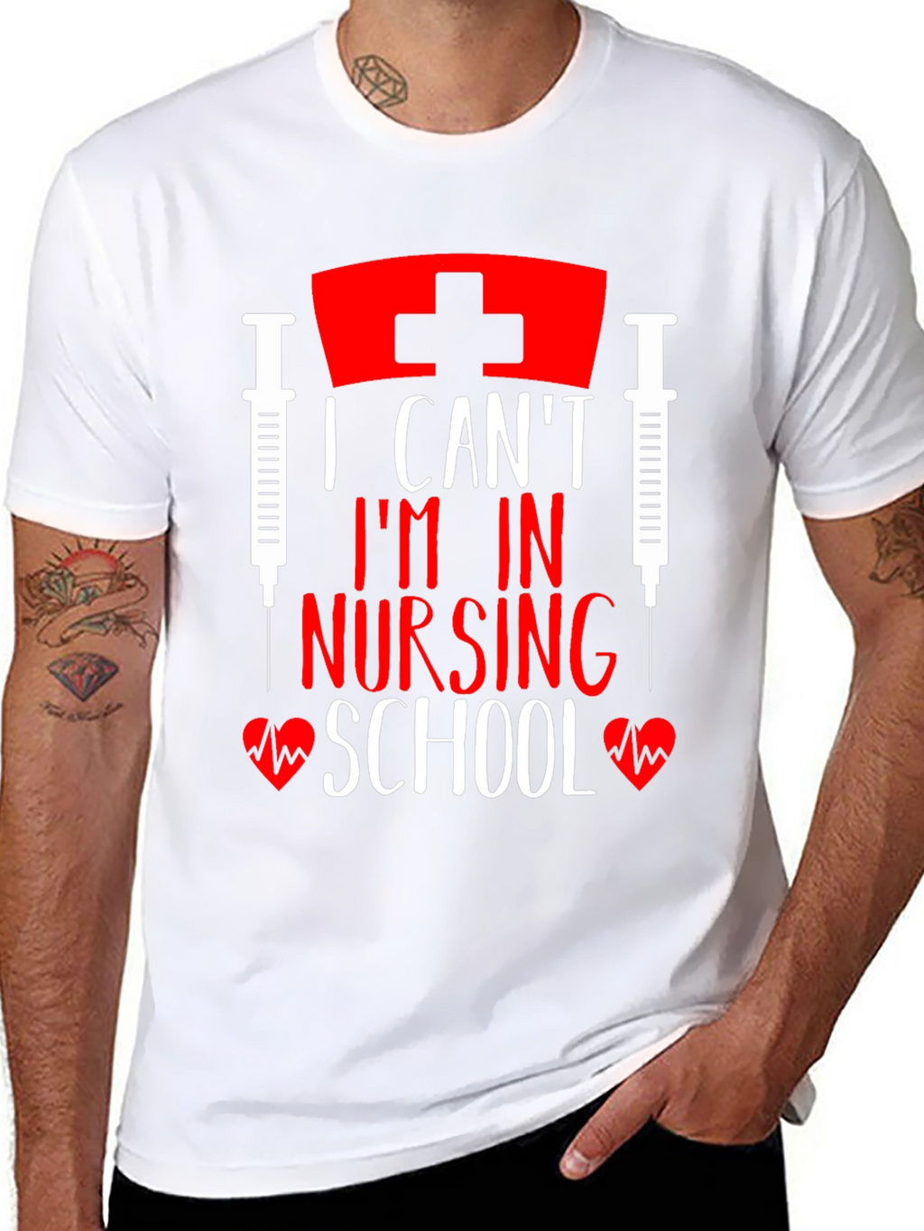 I Cant Im In Nursing School Black T-Shirt
