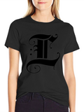 Gothic Letter T Black T-Shirt