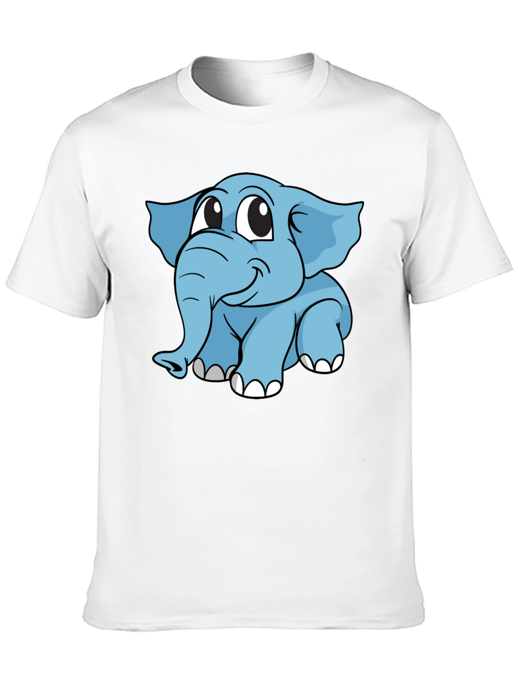 Cute Elephant Cartoon Black T-Shirt