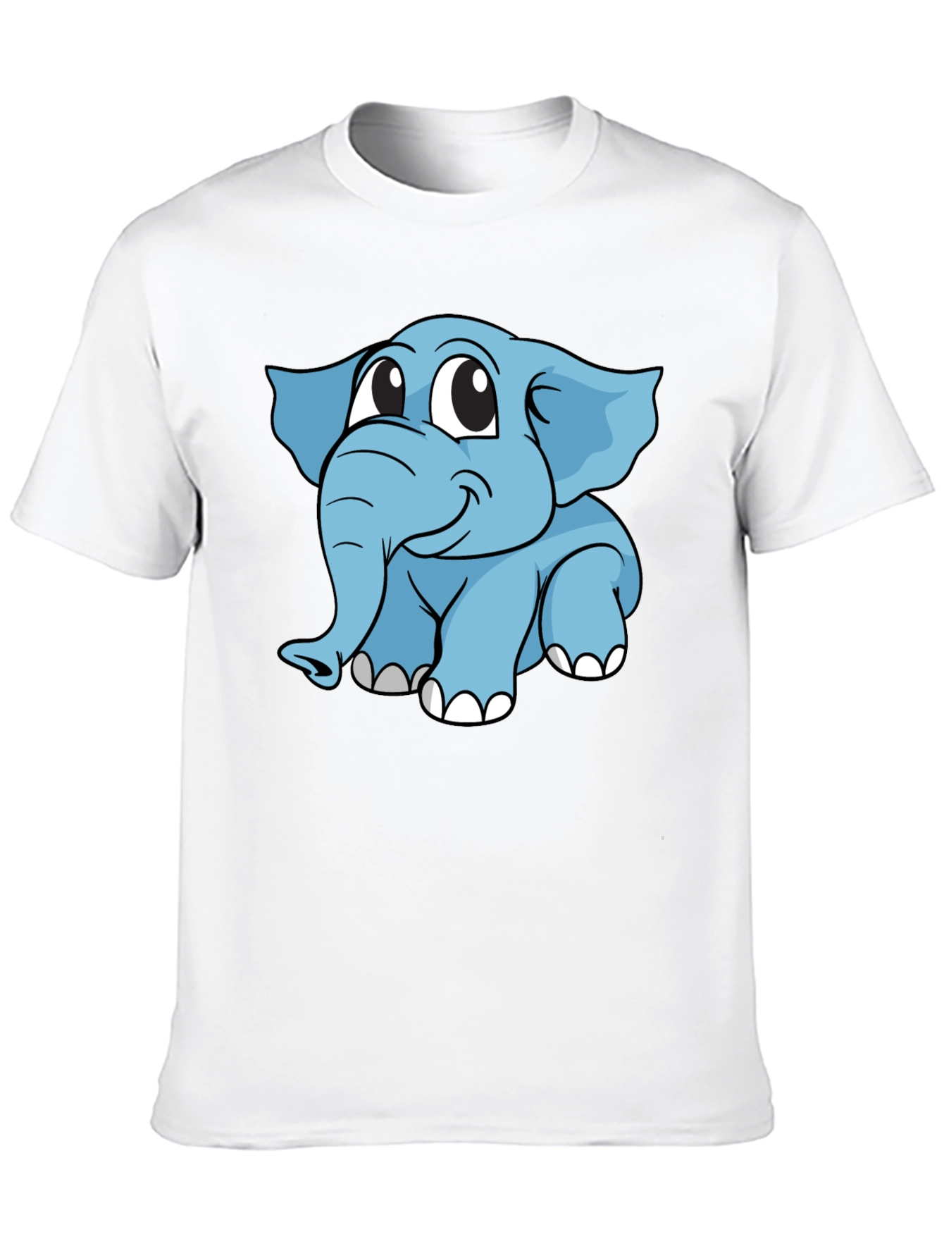 Cute Elephant Cartoon Black T-Shirt