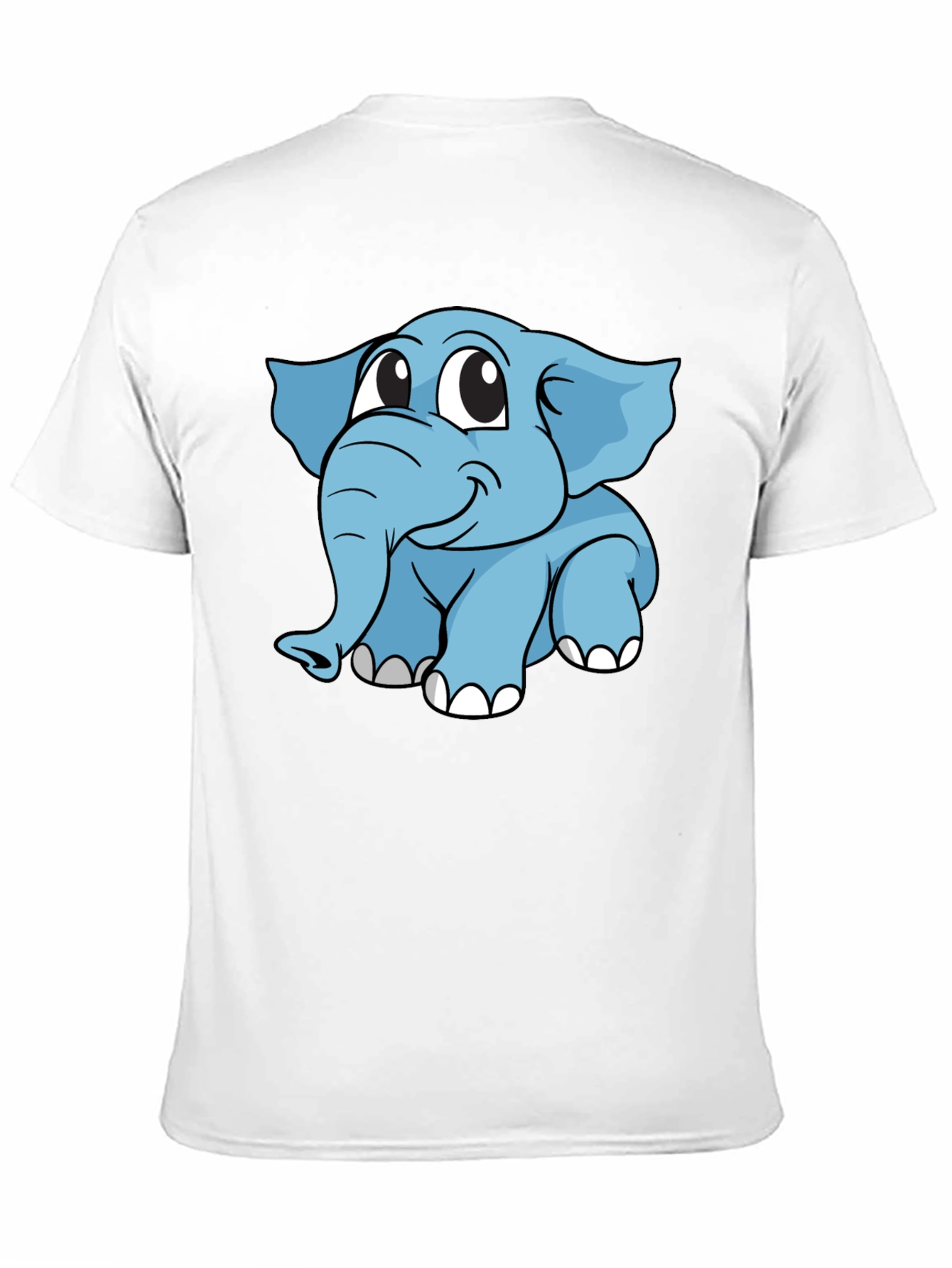 Cute Elephant Cartoon Black T-Shirt