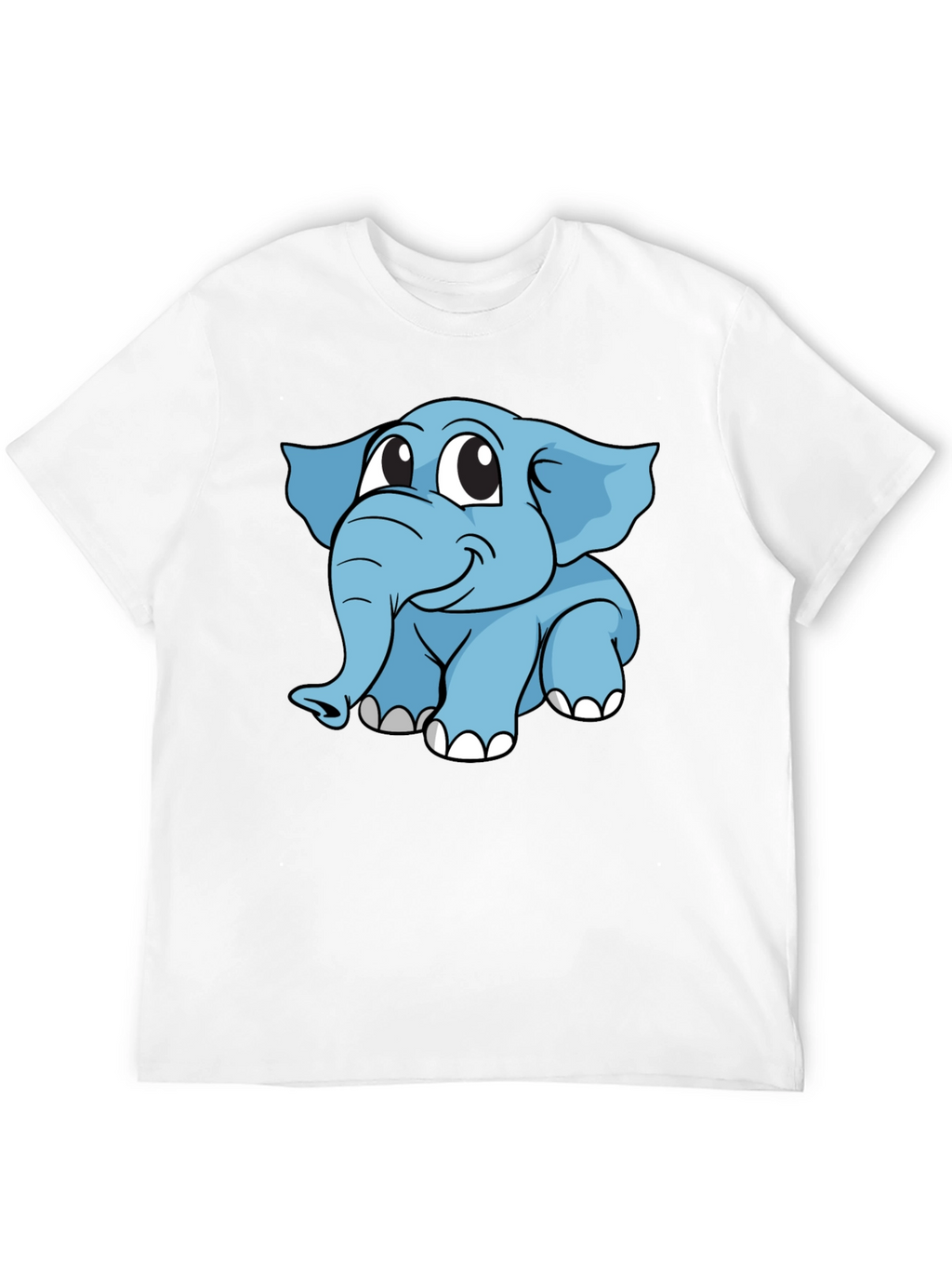Cute Elephant Cartoon Black T-Shirt