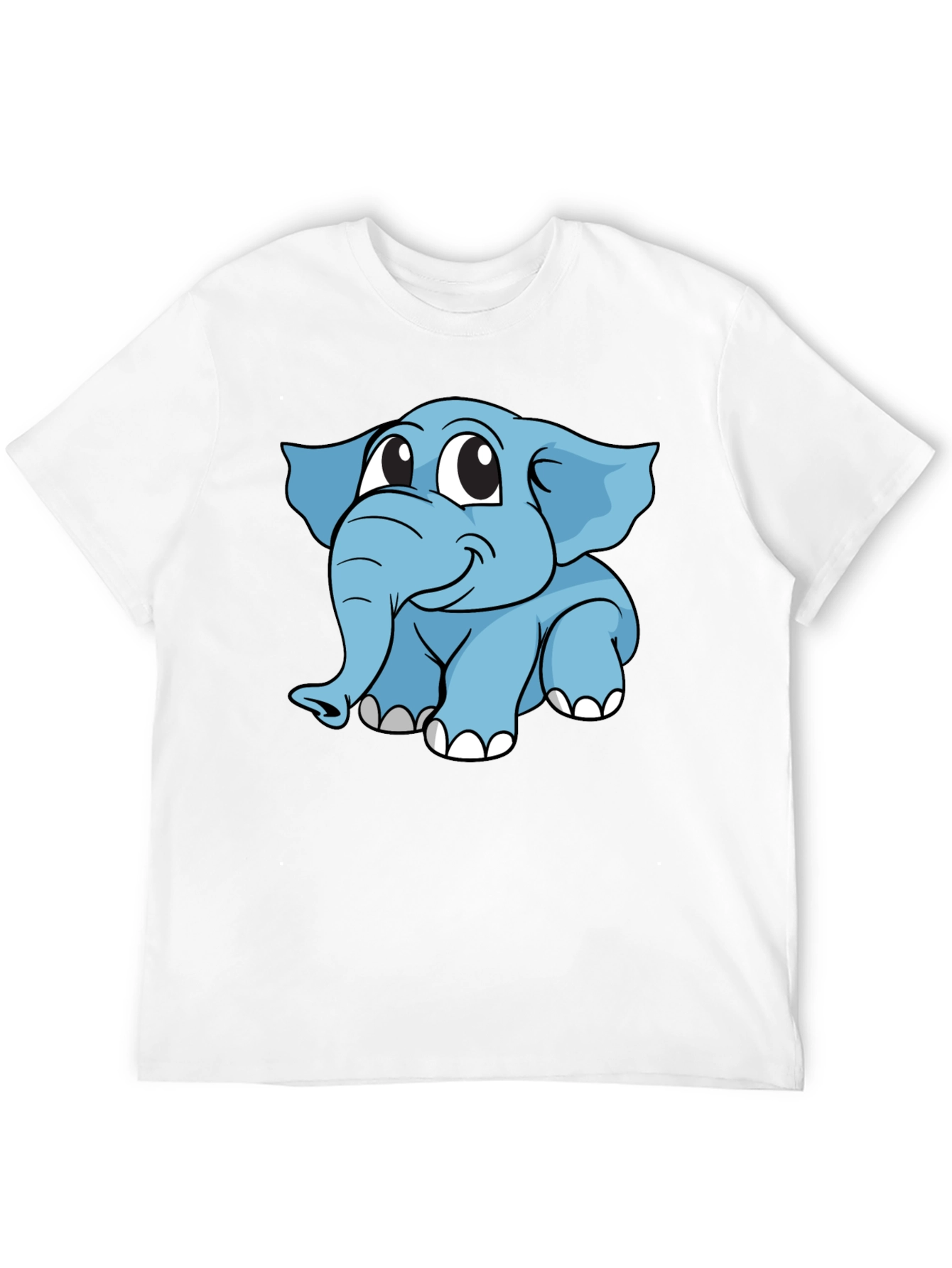 Cute Elephant Cartoon Black T-Shirt