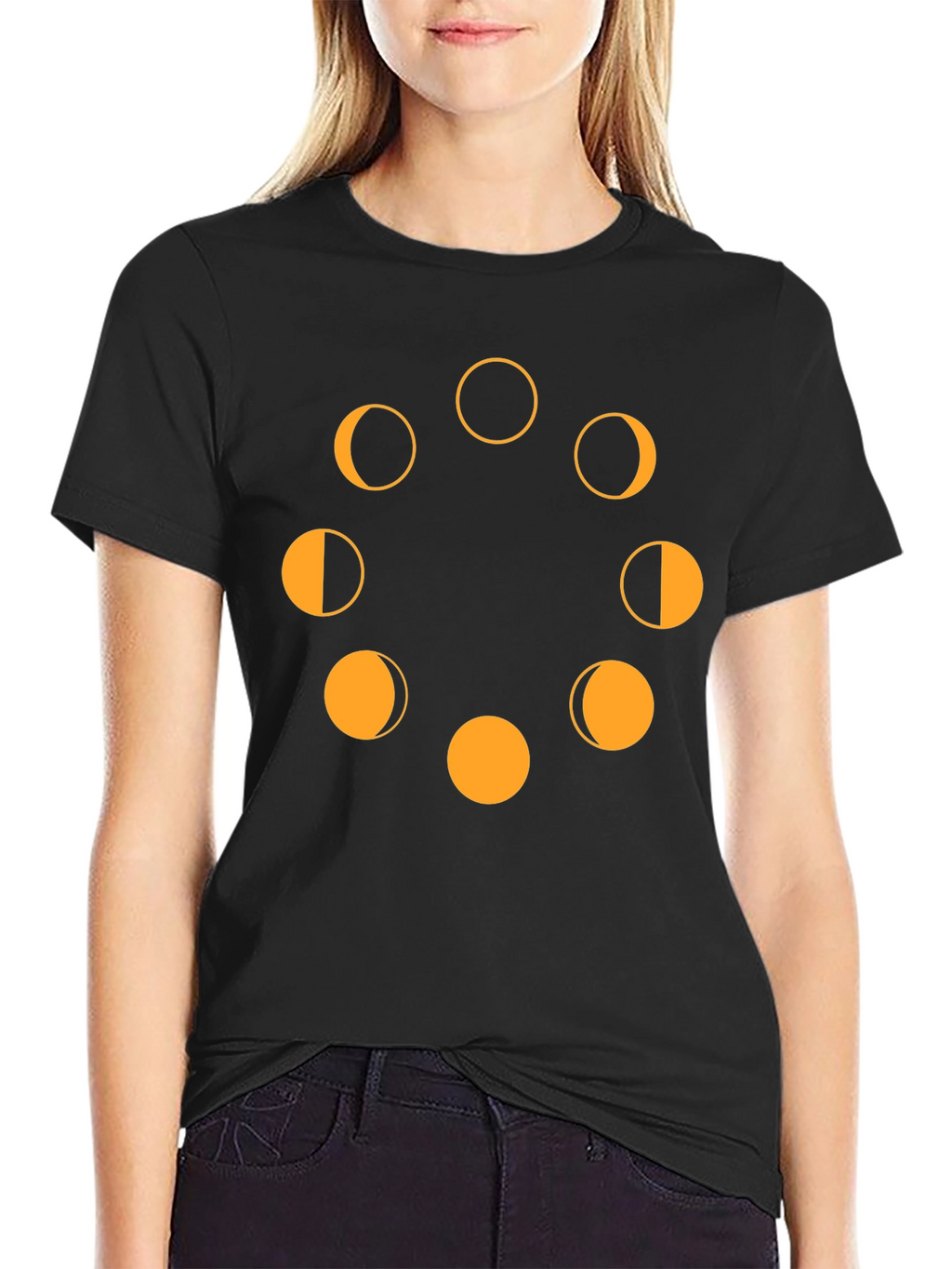 Lunar Phase Graphic Tee - Modern Black T-Shirt