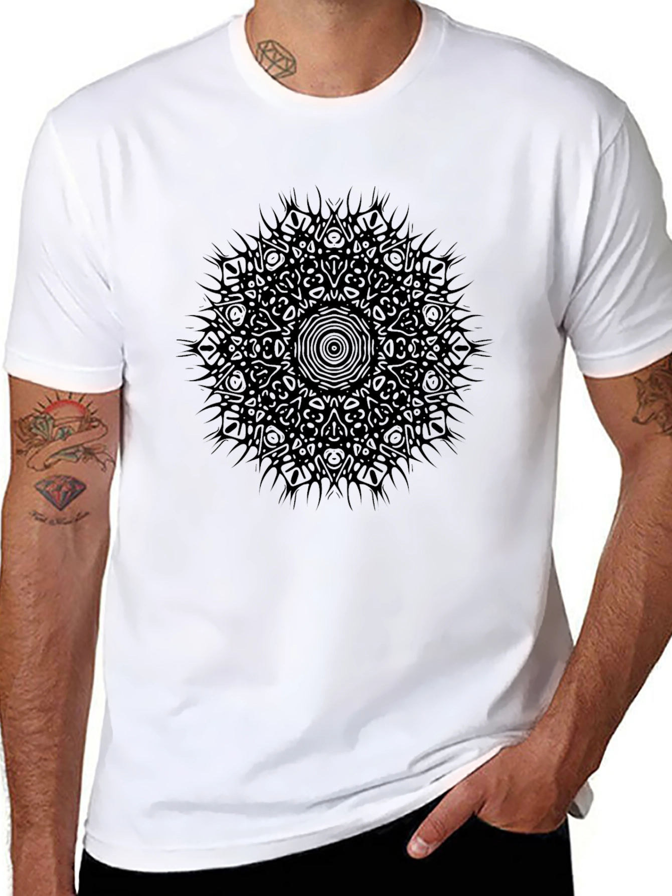 Abstract Mandala Graphic Black T-Shirt