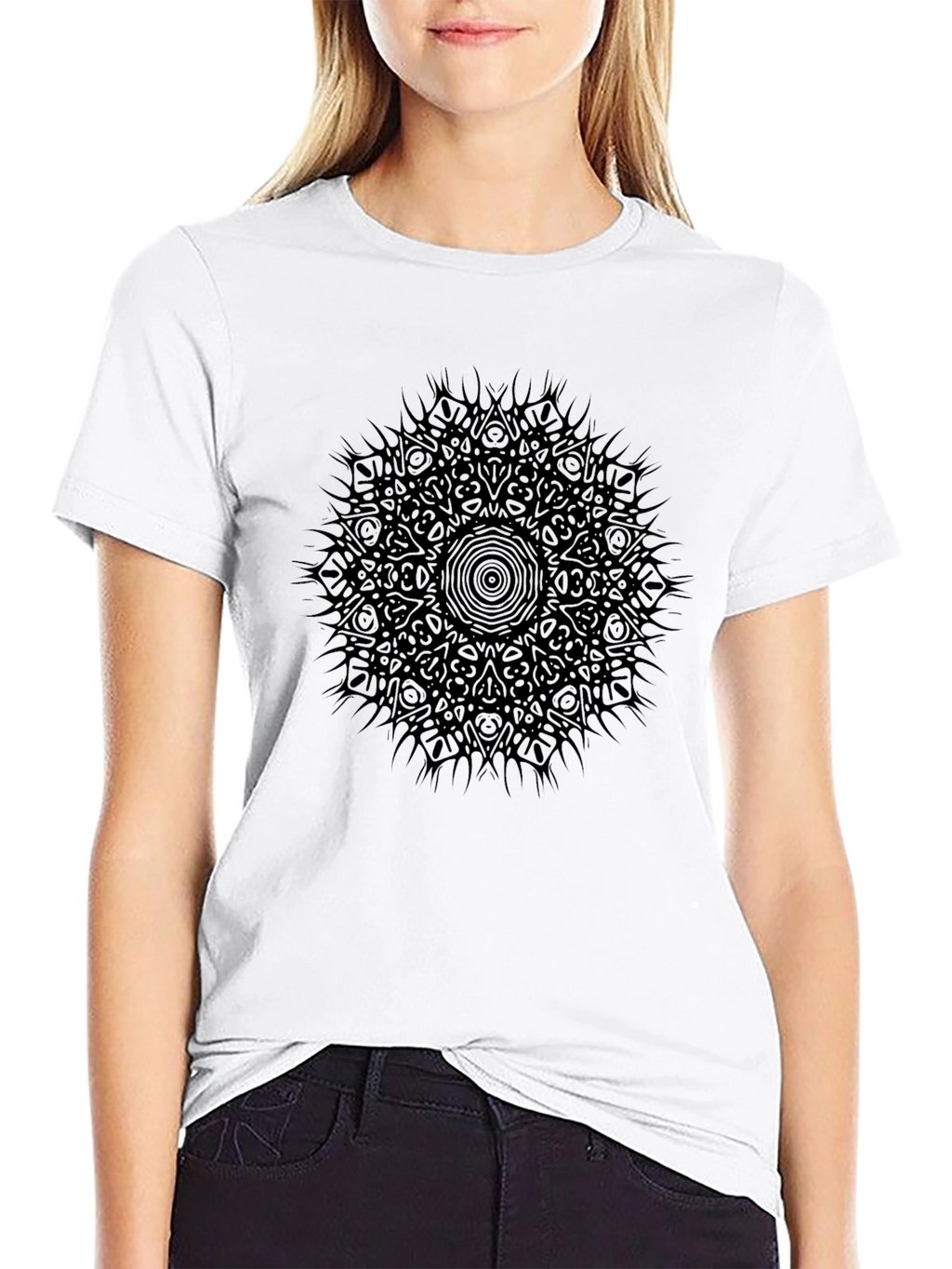 Abstract Mandala Graphic Black T-Shirt