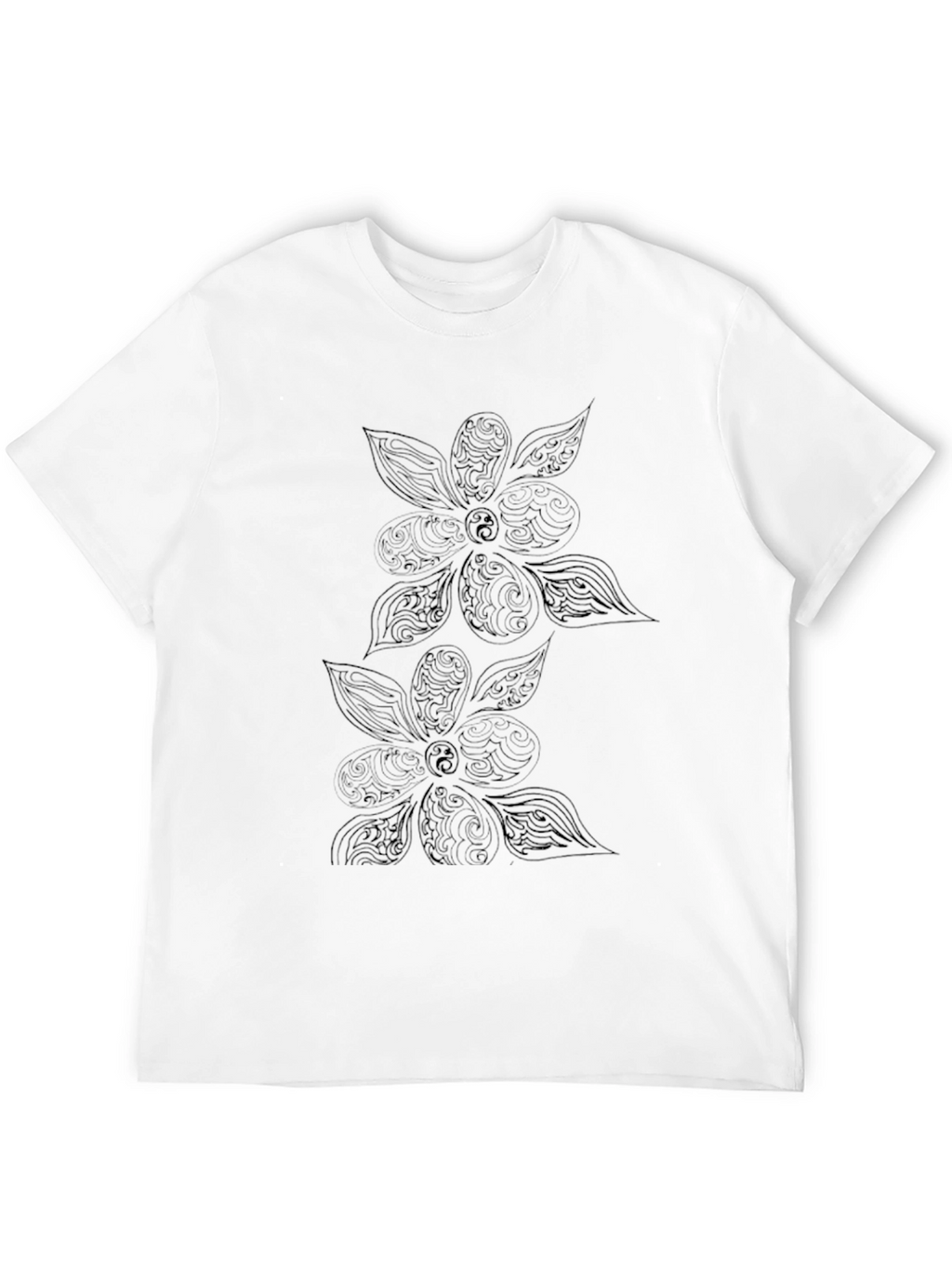 Black Floral Yin Yang T-Shirt