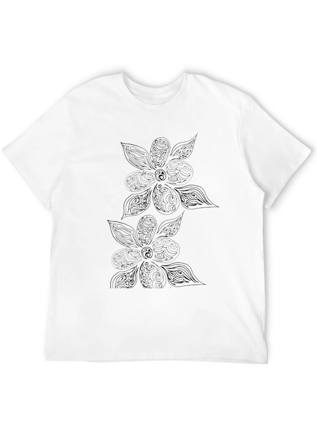 Black Floral Yin Yang T-Shirt