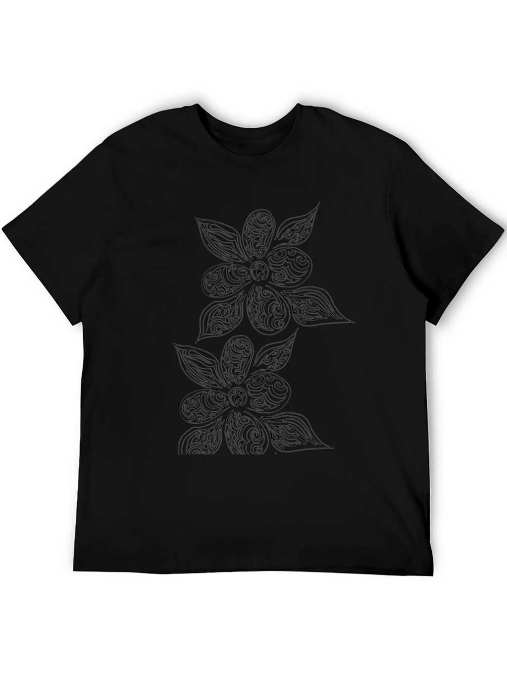 Black Floral Yin Yang T-Shirt