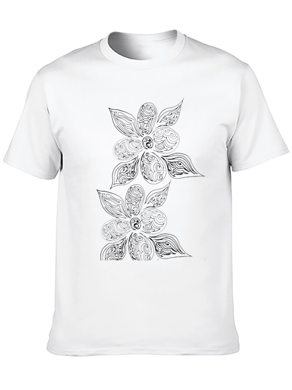 Black Floral Yin Yang T-Shirt