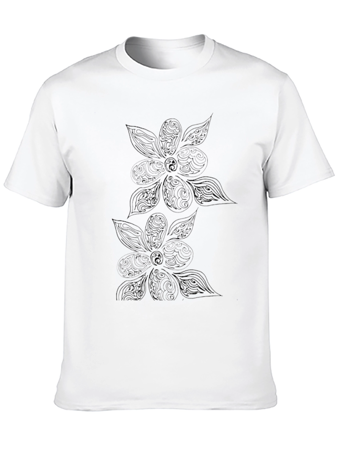Black Floral Yin Yang T-Shirt