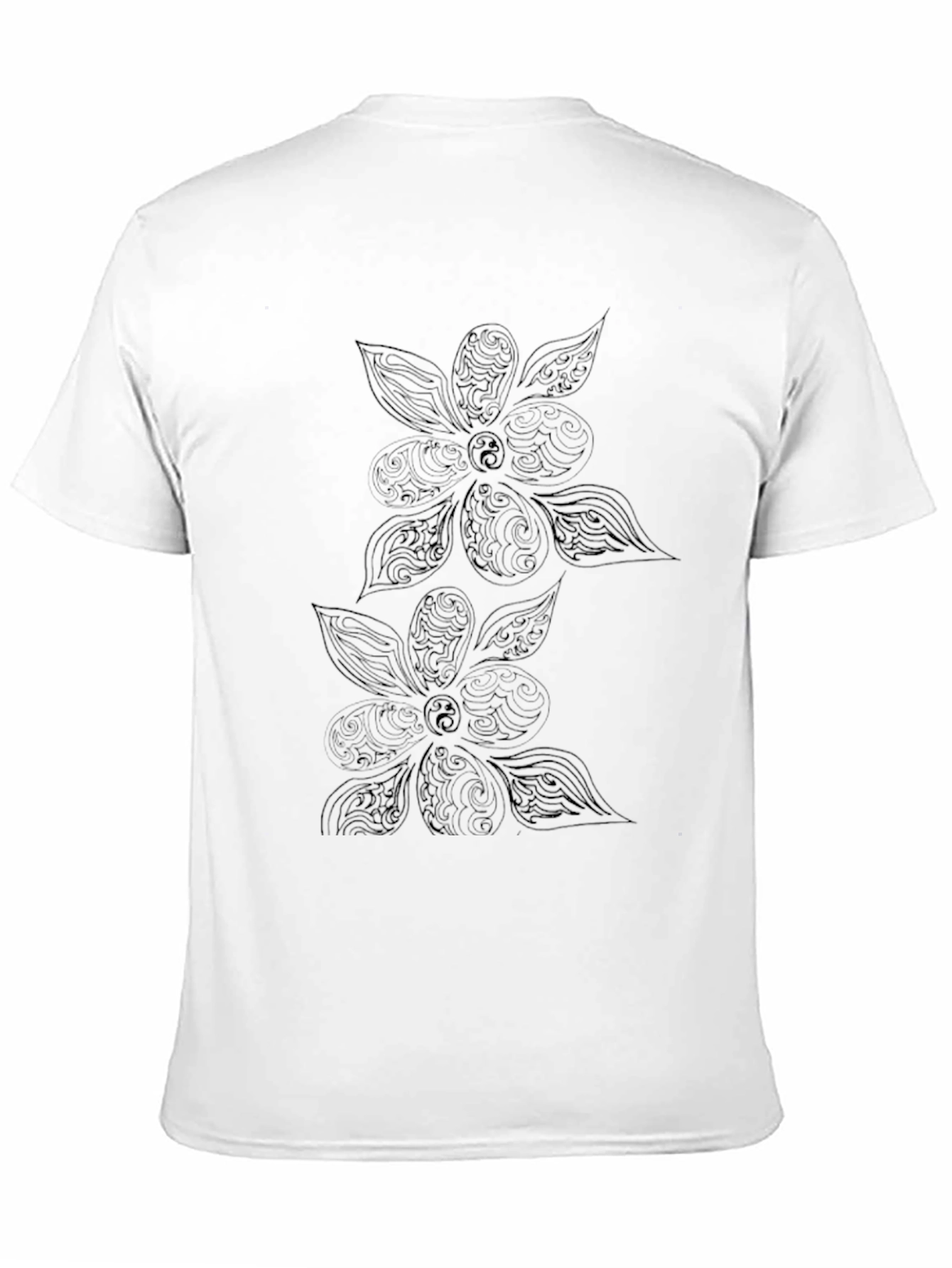 Black Floral Yin Yang T-Shirt