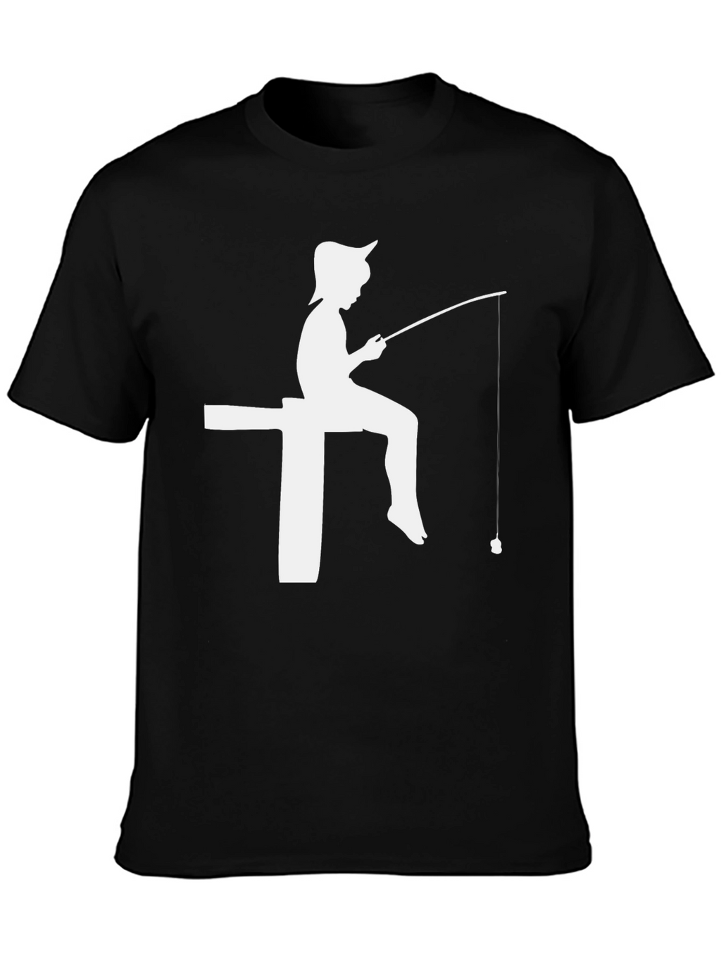 Fishing Silhouette Graphic Tee - Classic Black