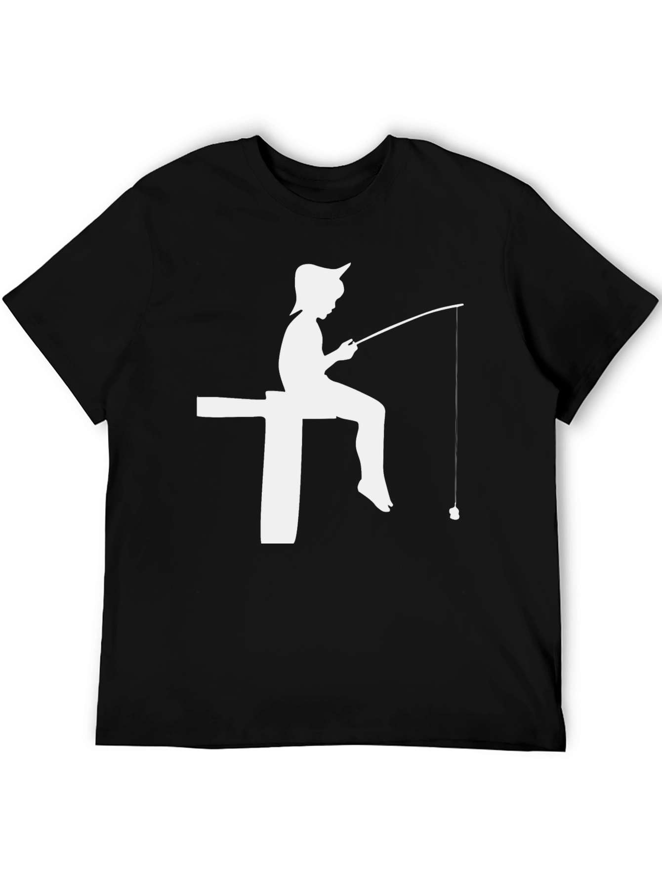 Fishing Silhouette Graphic Tee - Classic Black