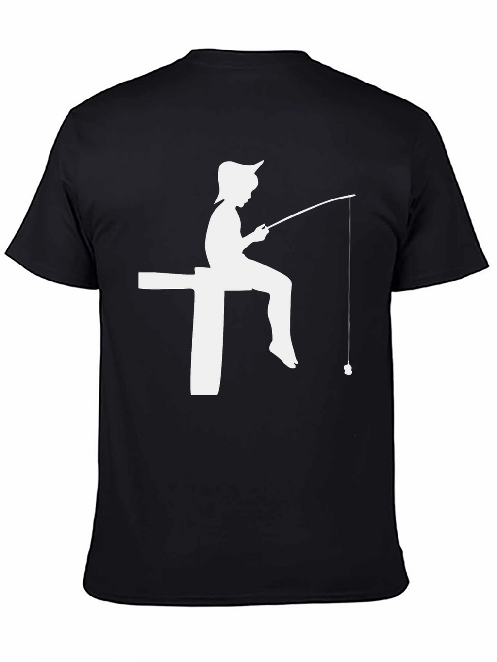 Fishing Silhouette Graphic Tee - Classic Black
